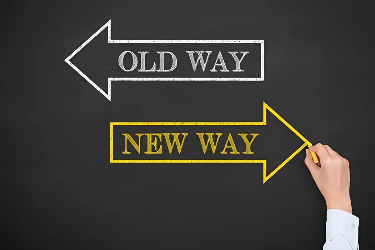 Chalkboard arrows showing change direction